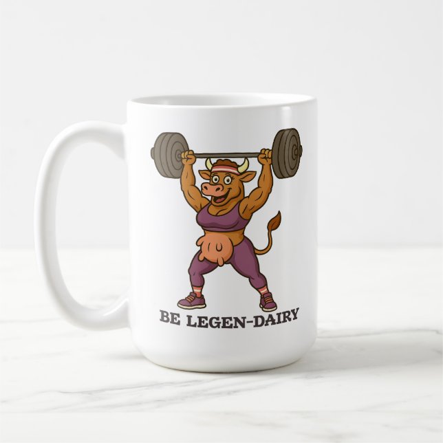 Be Legen-Dairy – Funny Cow Weightlifting Gym Kaffeetasse (Links)