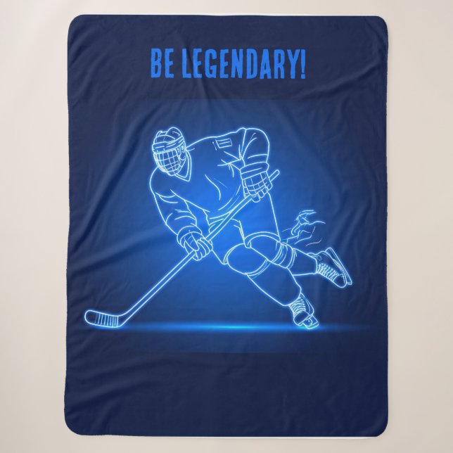 "Be Legendary" Hockey Player Sherpa Blanket Sherpadecke (Vorderseite)