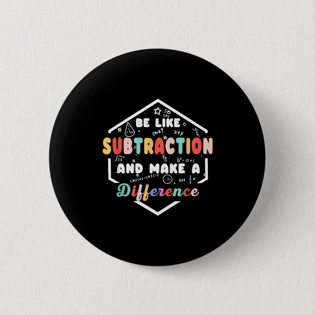 Be Like Subtraction Math Quote Chalkboard Teacher  Button (Vorderseite)