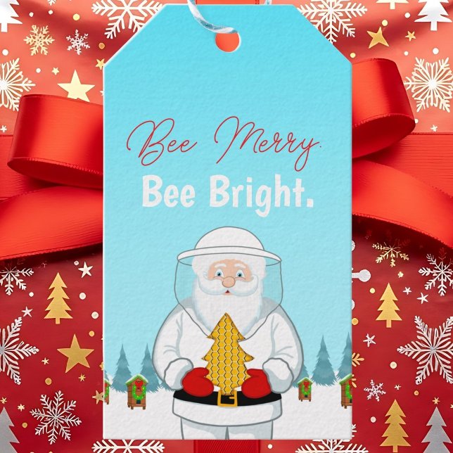 Be Merry. Be Bright. Christmas Beekeeper Santa Geschenkanhänger (Von Creator hochgeladen)