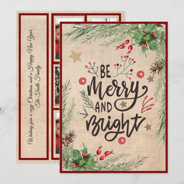 "Be Merry & Bright" 5 Foto Weihnachten (Vorne/Hinten)