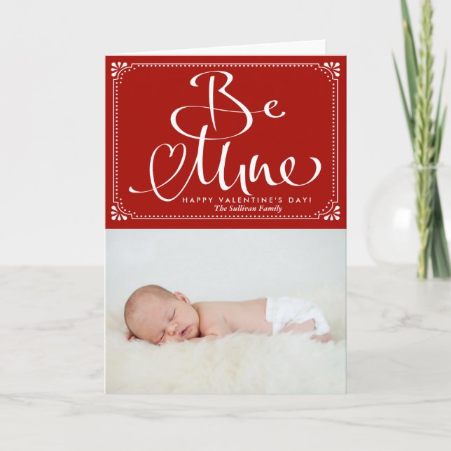 Be Mine Calligraphy Photo Carte Saint-Valentin (Devant)