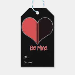 Be Mine Duo-Tone Rot Schwarz Weiß Herz Geschenkanhänger