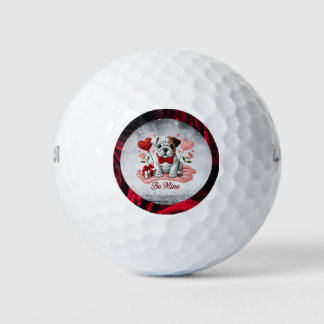 Be Mine English Bulldog Valentine Golf Ball 3 Pack