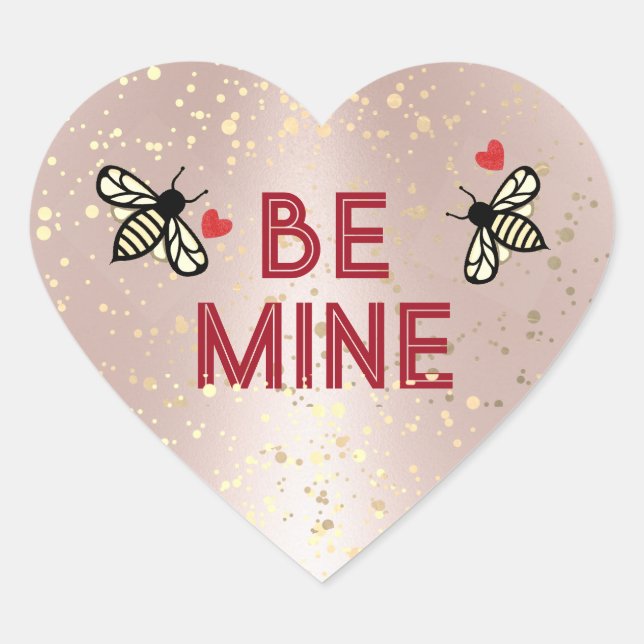 BE MINE Kleine Honigbienen Pink Heart Valentine Li Herz-Aufkleber (Vorderseite)