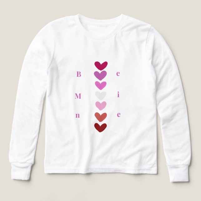 Be Mine Minimal Heart Stack Valentine T-Shirt (Design Vorderseite)