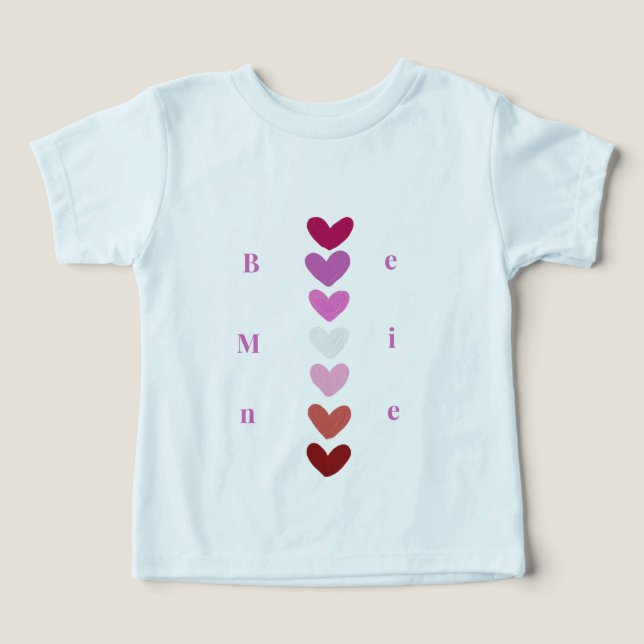 Be Mine Minimal Heart Stack Valentine T-Shirt (Design Recto)