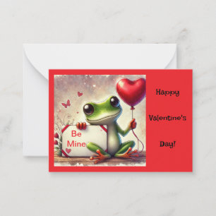 "Be Mine" Niedlich Frosch Valentine Mitteilungskarte