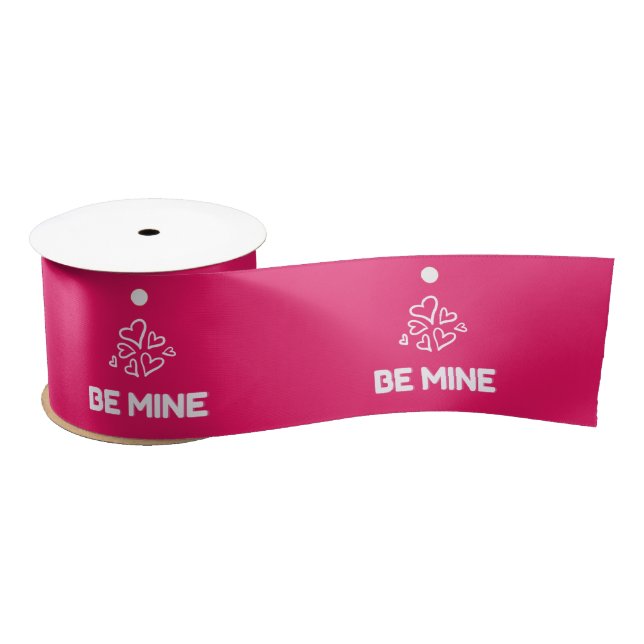 Be Mine Pink Hearts Satin Ribbon Satinband (Spule)