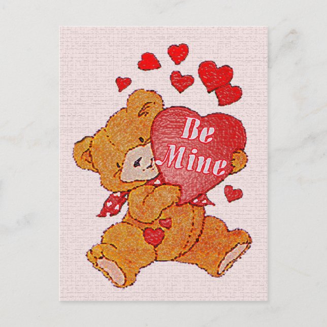 Be Mine Teddy Bear Valentine Carte postale (Devant)