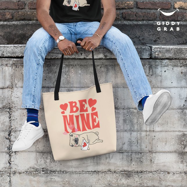 Be Mine: Valentinas lustiger Niedlicher Mops und L Tasche (Von Creator hochgeladen)