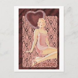 Be Mine Valentine Art Deko Rote Kleiderherz Feiertagspostkarte