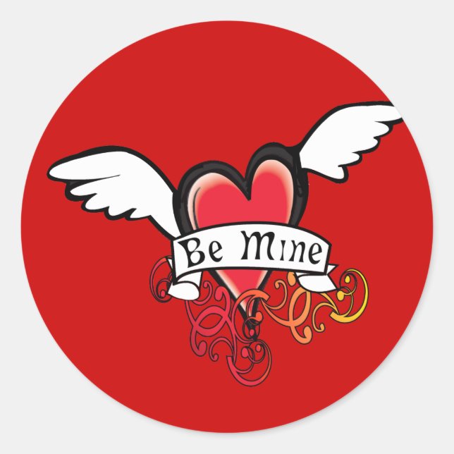 Be Mine Valentine Runder Aufkleber (Vorderseite)