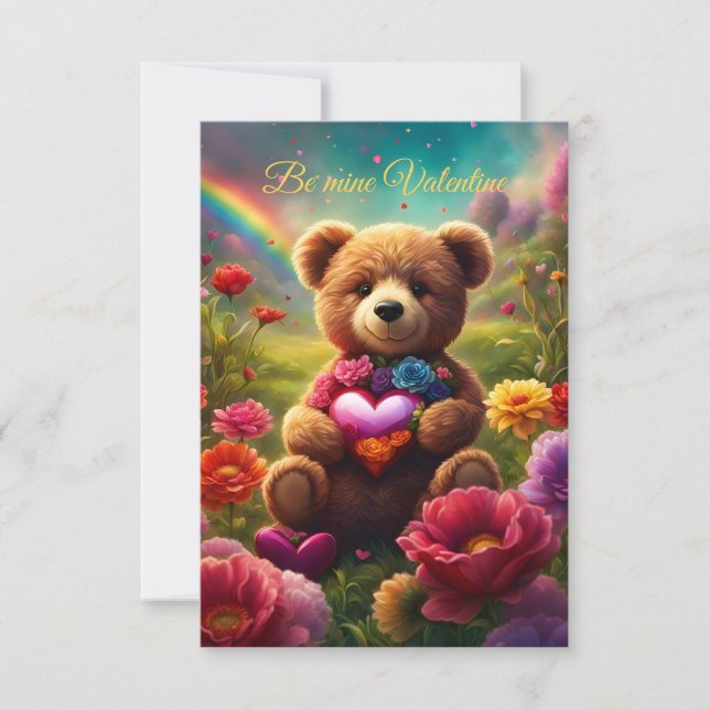 Be mine Valentine Teddy 1 Einladung (Vorderseite)