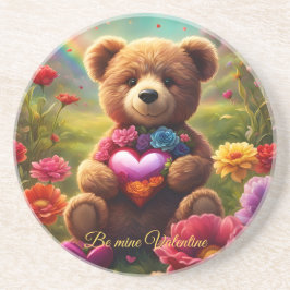 Be mine Valentine Teddy 1 Getränkeuntersetzer