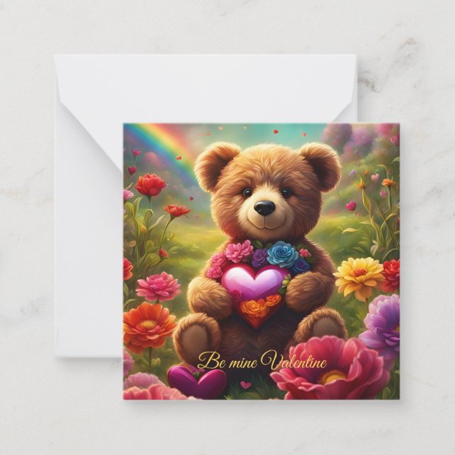 Be mine Valentine Teddy 1 Mitteilungskarte (Vorderseite)