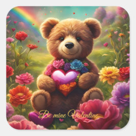 Be mine Valentine Teddy 1 Quadratischer Aufkleber