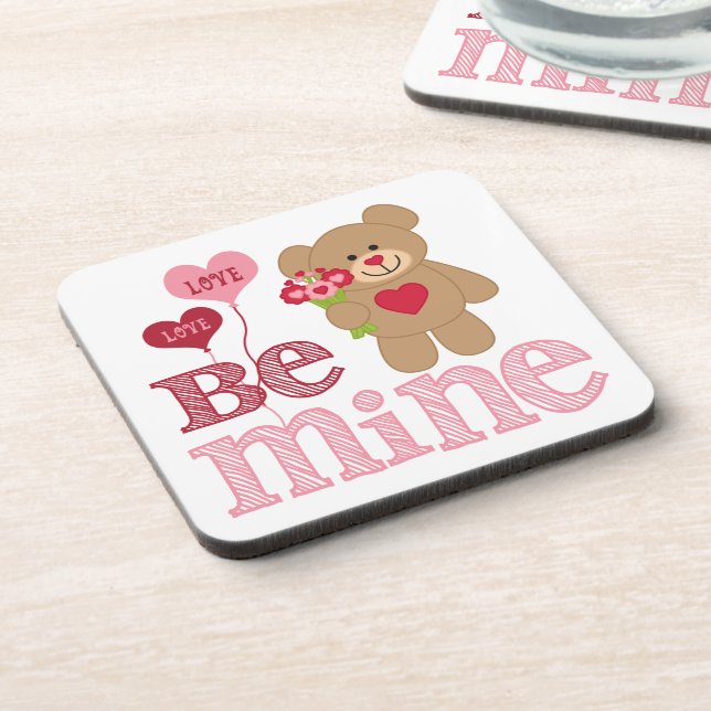 Be Mine Valentine Teddy Untersetzer (Linke Seite)