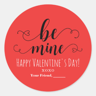 BE MINE Valentinstag Chic Gastgeschenk Runder Aufkleber