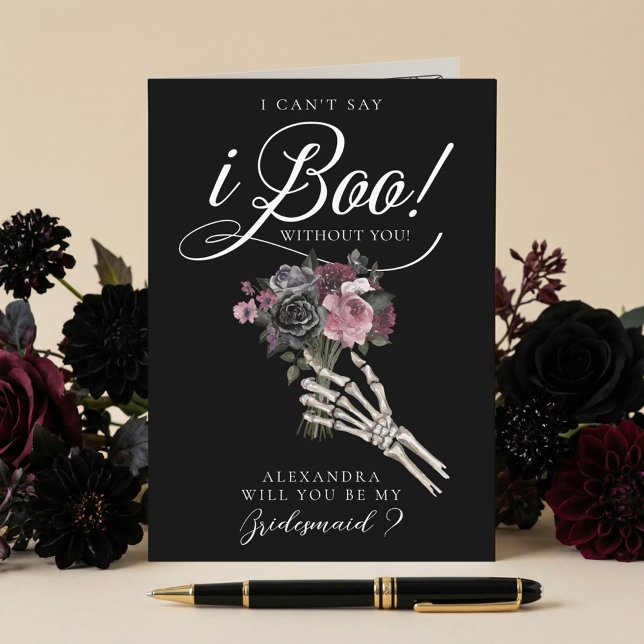Be My Bridesmaid? Gothic Skeleton Floral Bouquet Karte (Be My Bridesmaid? Gothic Skeleton Floral Bouquet Card)