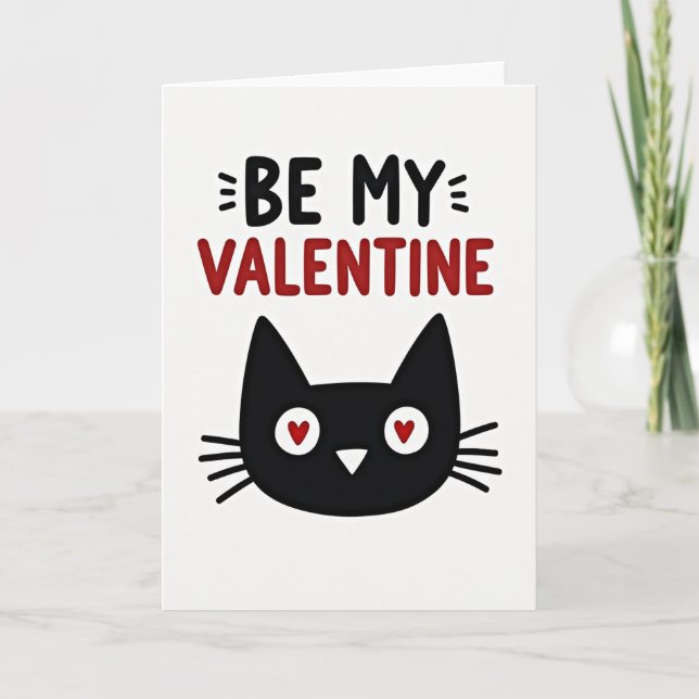 Be My Valentine Cat Card Karte (Vorderseite)