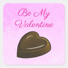 Be My Valentine Chocolate Heart Quadratischer Aufkleber