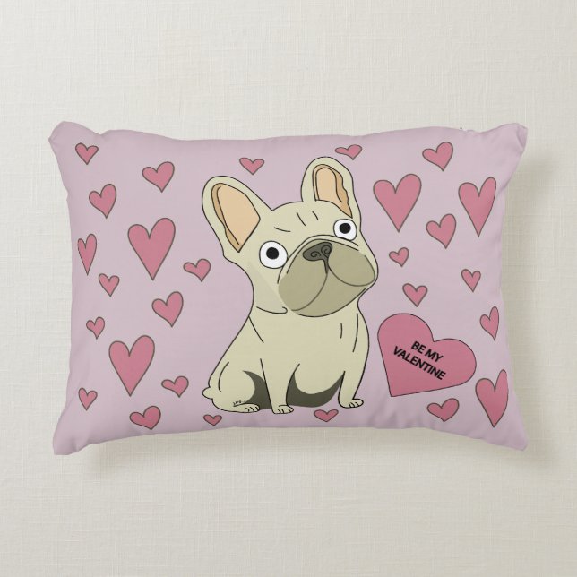 Be my Valentine, French Bulldog Dekokissen (Vorderseite)