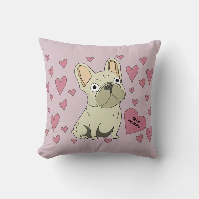 Be my Valentine, French Bulldog Kissen (Vorderseite)