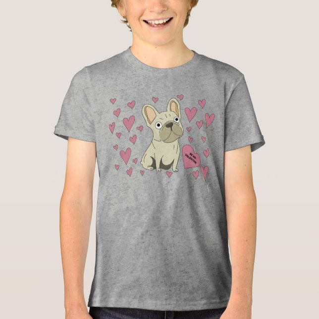 Be my Valentine, French Bulldog Tri-Blend Shirt (Vorderseite)