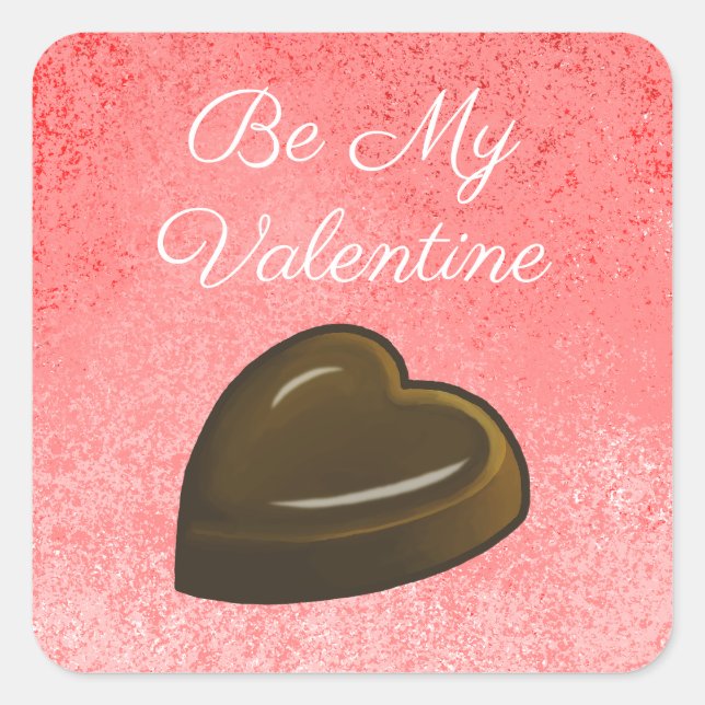 Be My Valentine Heart Quadratischer Aufkleber (Vorderseite)