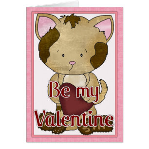 Be My Valentine Kitty Cat Grey Card d2