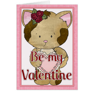 Be My Valentine Kitty Cat Grey Card d5