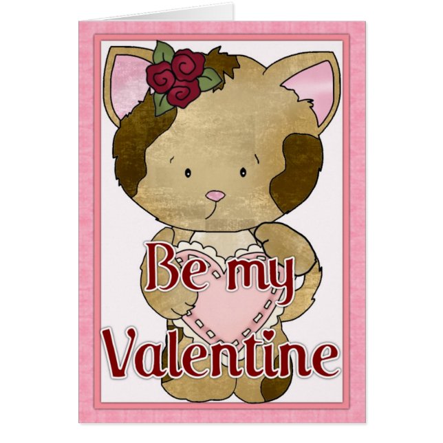 Be My Valentine Kitty Cat Grey Card d5 (Devant)