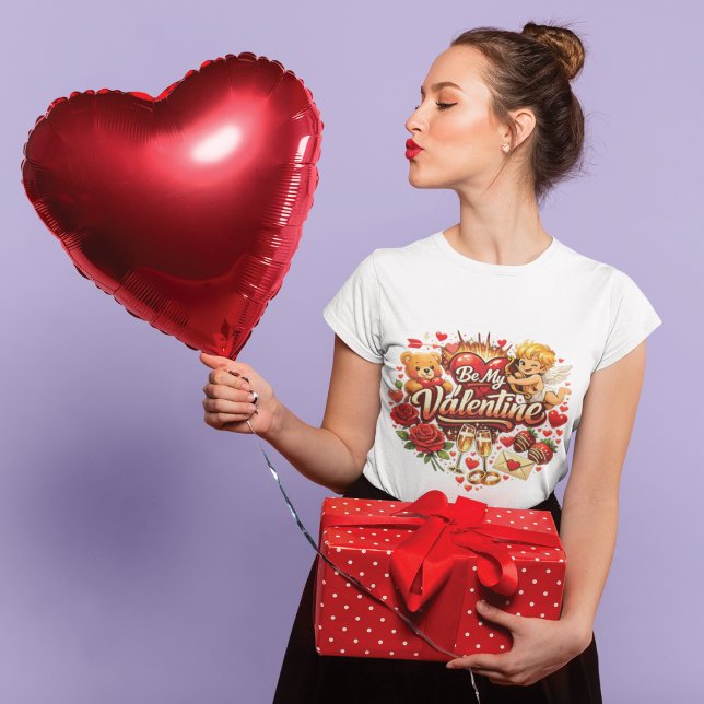 Be My Valentine Liebesfeier Design T-Shirt (Von Creator hochgeladen)