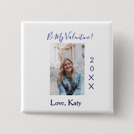 Be my valentine love name purple year photo simple button
