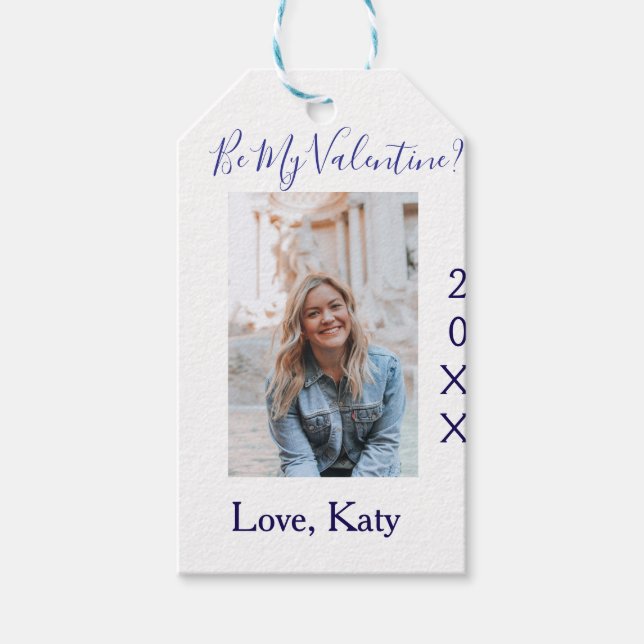 Be my valentine love name purple year photo simple geschenkanhänger (Vorderseite)
