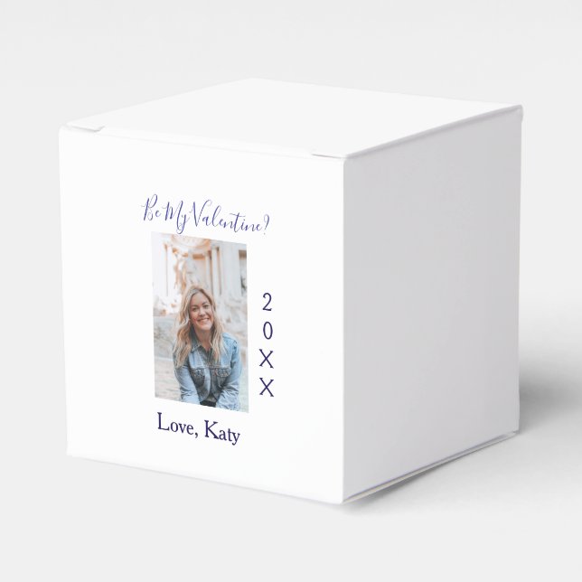 Be my valentine love name purple year photo simple geschenkschachtel (Vorderseite)