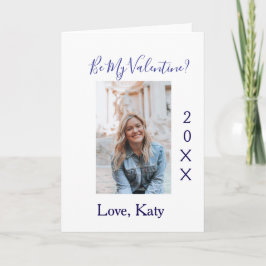 Be my valentine love name purple year photo simple karte