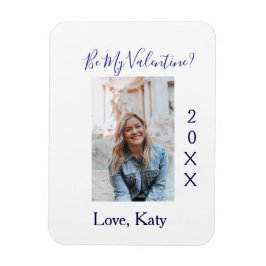 Be my valentine love name purple year photo simple magnet