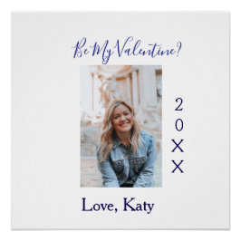 Be my valentine love name purple year photo simple poster