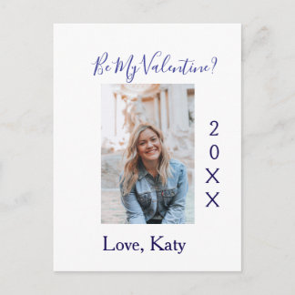Be my valentine love name purple year photo simple postkarte