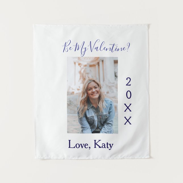 Be my valentine love name purple year photo simple wandteppich (Vorderseite)