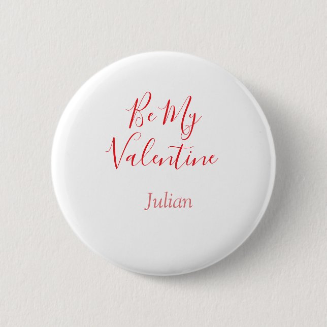 Be my valentine red name elegant love couple  button (Vorderseite)
