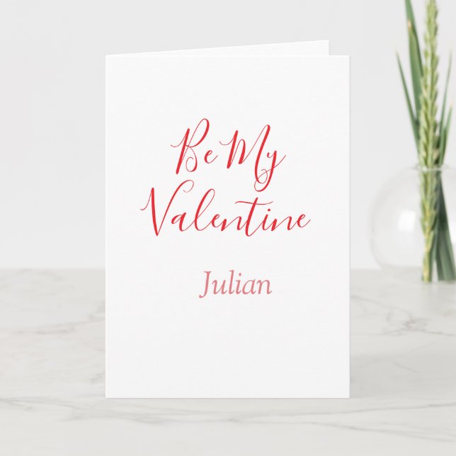 Be my valentine red name elegant love couple  karte (Vorderseite)