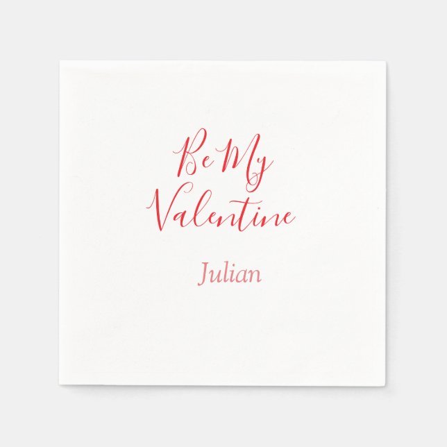 Be my valentine red name elegant love couple  serviette (Vorderseite)