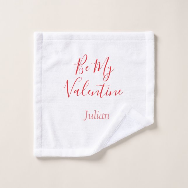 Be my valentine red name elegant love couple  waschlappen (Waschlappen)