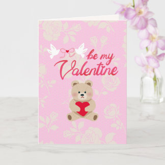 Be My Valentine Teddy Bear Valentine's Day Card Karte