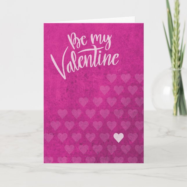 Be My Valentine Valentine's Day Pink Grunge Hearts Karte (Vorderseite)