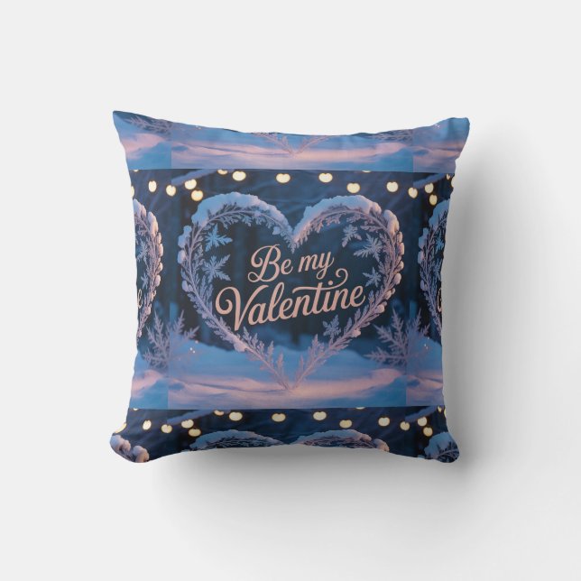 Be My Winter Love – Cozy Valentine Throw Pillow Kissen (Vorderseite)