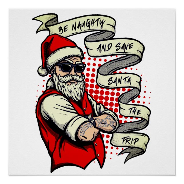 Be Naughty Save Santa Funny Christmas Poster (Vorderseite)
